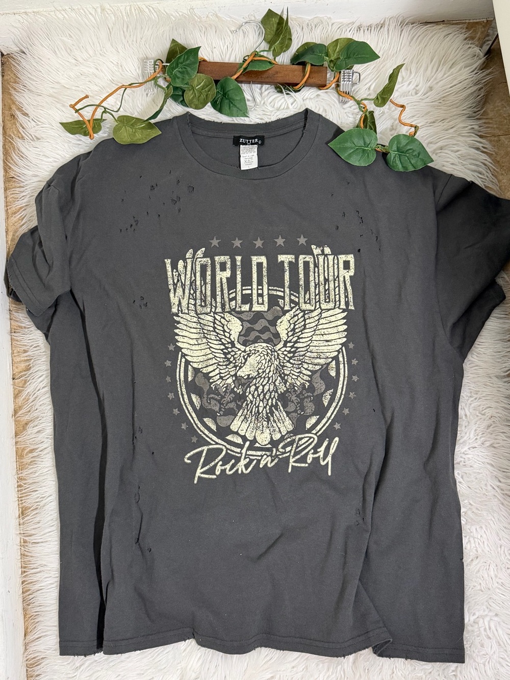 Rock'n Roll World Tour Graphic Tee Dress - Charcoal - Picture 2 of 5